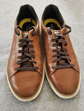 Cole Haan Brown Leather Lace-Up Slip-On Sneakers Mens 11 M.